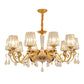 Tapered Beveled Crystal Hanging Light Kit Simplicity Gold Ceiling Chandelier with Scrolled Arm Clearhalo 'Ceiling Lights' 'Chandeliers' 'Modern Chandeliers' 'Modern' Lighting' 2030281