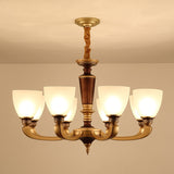 Brass Bowl Pendant Light Kit Modernist White Frosted Glass Ceiling Chandelier Clearhalo 'Ceiling Lights' 'Chandeliers' 'Modern Chandeliers' 'Modern' Lighting' 2030309