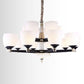 Modernist Dome Hanging Chandelier White Glass Living Room Ceiling Hang Fixture 15 White Clearhalo 'Ceiling Lights' 'Chandeliers' 'Glass shade' 'Glass' 'Modern Chandeliers' 'Modern' Lighting' 2030328