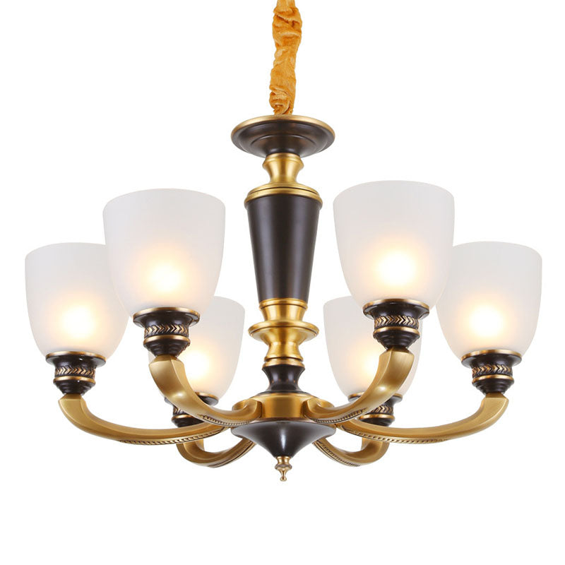 Frosted Glass Bell Chandelier Light Contemporary Hanging Lamp Kit in Gold for Living Room Clearhalo 'Ceiling Lights' 'Chandeliers' 'Modern Chandeliers' 'Modern' Lighting' 2030334