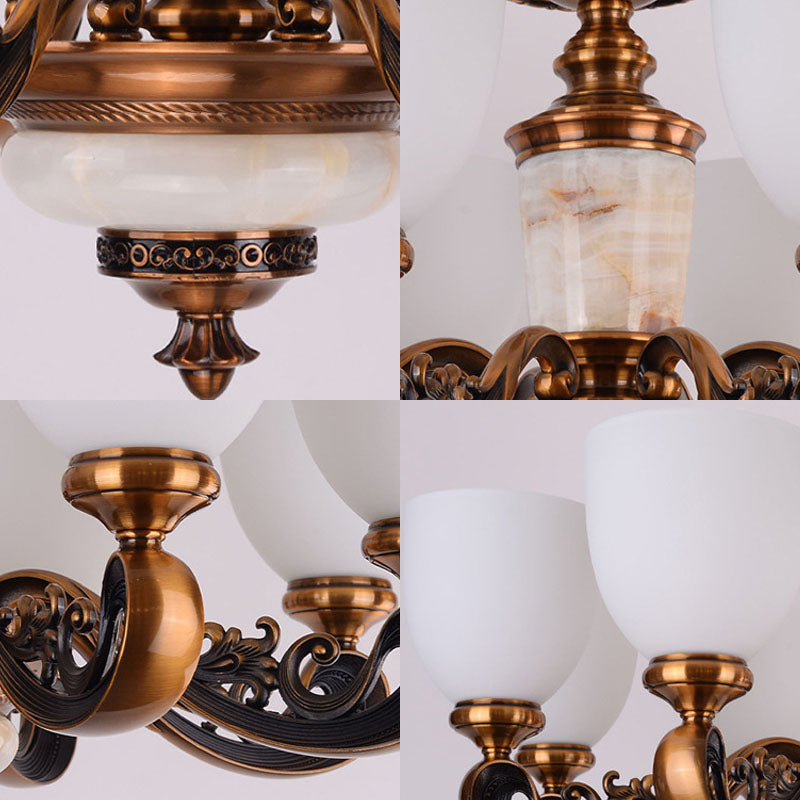 Dome Living Room Pendant Chandelier White Glass Minimal Hanging Ceiling Light Clearhalo 'Ceiling Lights' 'Chandeliers' 'Modern Chandeliers' 'Modern' Lighting' 2030343