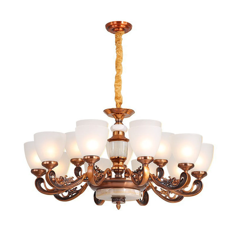 Dome Living Room Pendant Chandelier White Glass Minimal Hanging Ceiling Light Clearhalo 'Ceiling Lights' 'Chandeliers' 'Modern Chandeliers' 'Modern' Lighting' 2030344