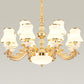 Nordic Flared Chandelier Lamp Milky Glass Living Room Hanging Ceiling Light in Gold 12 Gold Clearhalo 'Ceiling Lights' 'Chandeliers' 'Modern Chandeliers' 'Modern' Lighting' 2030401