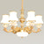 Nordic Flared Chandelier Lamp Milky Glass Living Room Hanging Ceiling Light in Gold 6 Gold Clearhalo 'Ceiling Lights' 'Chandeliers' 'Modern Chandeliers' 'Modern' Lighting' 2030406