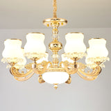 Gourd White Glass Hanging Light Kit Modernity Gold Pendant Chandelier for Living Room Clearhalo 'Ceiling Lights' 'Chandeliers' 'Modern Chandeliers' 'Modern' Lighting' 2030442