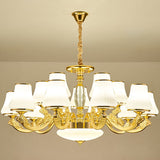 White Ribbed Glass Cone Ceiling Lamp Contemporary Gold Chandelier Light Fixture Clearhalo 'Ceiling Lights' 'Chandeliers' 'Modern Chandeliers' 'Modern' Lighting' 2030447