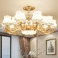 Simplicity Flower Semi Mount Lighting Opal Glass Living Room Ceiling Light Fixture in Gold Clearhalo 'Ceiling Lights' 'Close To Ceiling Lights' 'Close to ceiling' 'Semi-flushmount' Lighting' 2030463