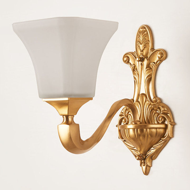 Modern Pendant Lighting Gold Paneled Bell Chandelier Lamp with Milky Glass Shade 1 White Clearhalo 'Ceiling Lights' 'Chandeliers' 'Modern Chandeliers' 'Modern' Lighting' 2030489