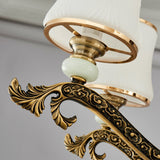 Brass Tapered Chandelier Light Fixture Modernism White Glass Pendant Lighting for Living Room Clearhalo 'Ceiling Lights' 'Chandeliers' 'Modern Chandeliers' 'Modern' Lighting' 2030567