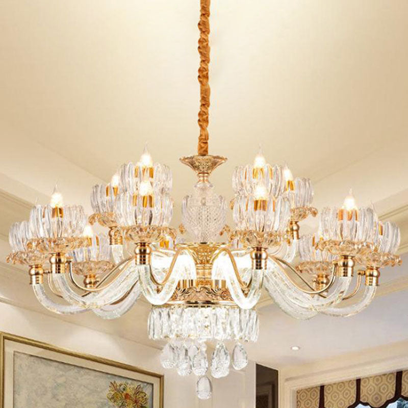 Flower Clear Crystal Pendant Chandelier Contemporary Rose Gold Hanging Ceiling Light for Living Room Clearhalo 'Ceiling Lights' 'Chandeliers' 'Clear' 'Industrial' 'Modern Chandeliers' 'Modern' 'Tiffany' 'Traditional Chandeliers' Lighting' 2030704
