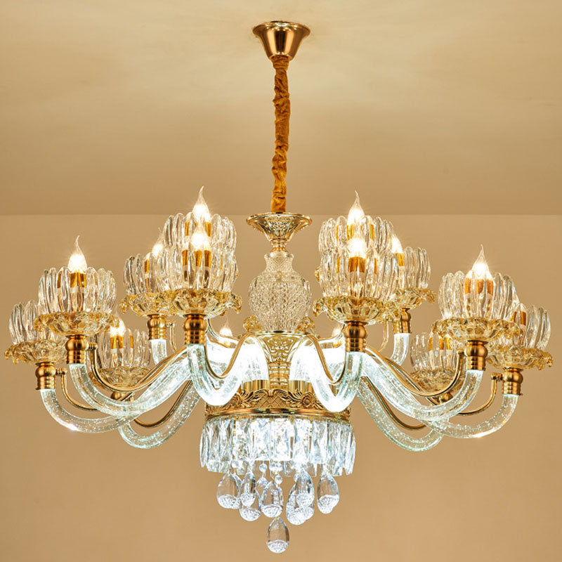 Flower Clear Crystal Pendant Chandelier Contemporary Rose Gold Hanging Ceiling Light for Living Room Clearhalo 'Ceiling Lights' 'Chandeliers' 'Clear' 'Industrial' 'Modern Chandeliers' 'Modern' 'Tiffany' 'Traditional Chandeliers' Lighting' 2030705