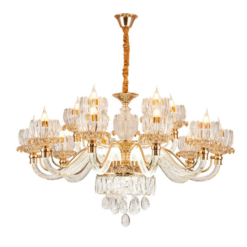 Flower Clear Crystal Pendant Chandelier Contemporary Rose Gold Hanging Ceiling Light for Living Room Clearhalo 'Ceiling Lights' 'Chandeliers' 'Clear' 'Industrial' 'Modern Chandeliers' 'Modern' 'Tiffany' 'Traditional Chandeliers' Lighting' 2030706