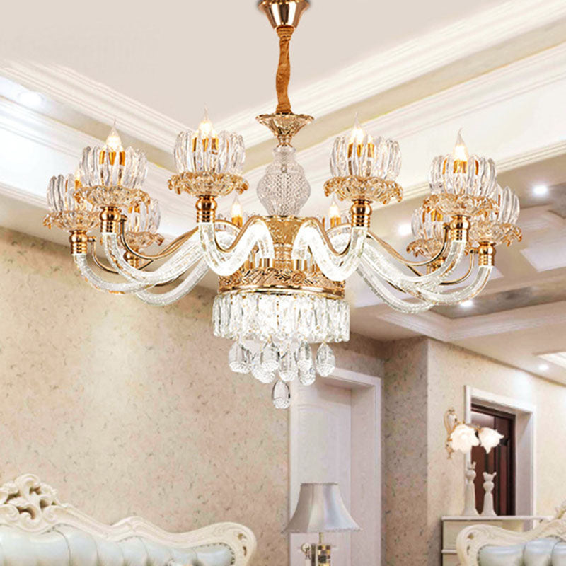 Flower Clear Crystal Pendant Chandelier Contemporary Rose Gold Hanging Ceiling Light for Living Room Clearhalo 'Ceiling Lights' 'Chandeliers' 'Clear' 'Industrial' 'Modern Chandeliers' 'Modern' 'Tiffany' 'Traditional Chandeliers' Lighting' 2030708
