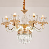 Flower Clear Crystal Pendant Chandelier Contemporary Rose Gold Hanging Ceiling Light for Living Room 6 Clear Clearhalo 'Ceiling Lights' 'Chandeliers' 'Clear' 'Industrial' 'Modern Chandeliers' 'Modern' 'Tiffany' 'Traditional Chandeliers' Lighting' 2030710