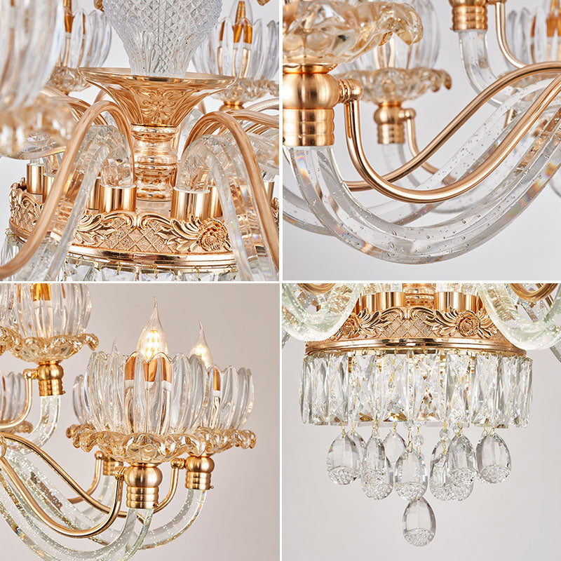 Flower Clear Crystal Pendant Chandelier Contemporary Rose Gold Hanging Ceiling Light for Living Room Clearhalo 'Ceiling Lights' 'Chandeliers' 'Clear' 'Industrial' 'Modern Chandeliers' 'Modern' 'Tiffany' 'Traditional Chandeliers' Lighting' 2030711