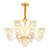 Clear Crystal Flower Ceiling Chandelier Simple White Pendant Light Kit for Dining Room Clearhalo 'Ceiling Lights' 'Chandeliers' 'Clear' 'Industrial' 'Modern Chandeliers' 'Modern' 'Tiffany' 'Traditional Chandeliers' Lighting' 2030714