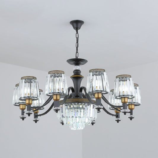 Simple Drop Lamp Black Tapered Chandelier Lighting Fixture with Clear Crystal Shade Clearhalo 'Ceiling Lights' 'Chandeliers' 'Modern Chandeliers' 'Modern' Lighting' 2030746