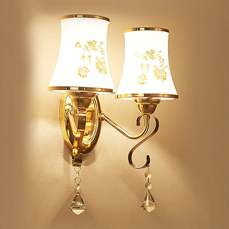 Curving Wall Mounted Lamp Contemporary Metallic Gold Wall Hanging Light with Geometrical Glass Shade 2.0 Gold B Clearhalo 'Wall Lamps & Sconces' 'Wall Lights' Lighting' 2030807