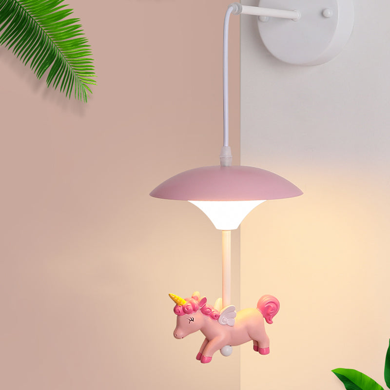 Mushroom Shade Wall Light Kid Acrylic LED White Wall Mounted Light Fixture with Cartoon Decoration Clearhalo 'Wall Lamps & Sconces' 'Wall Lights' Lighting' 2030837