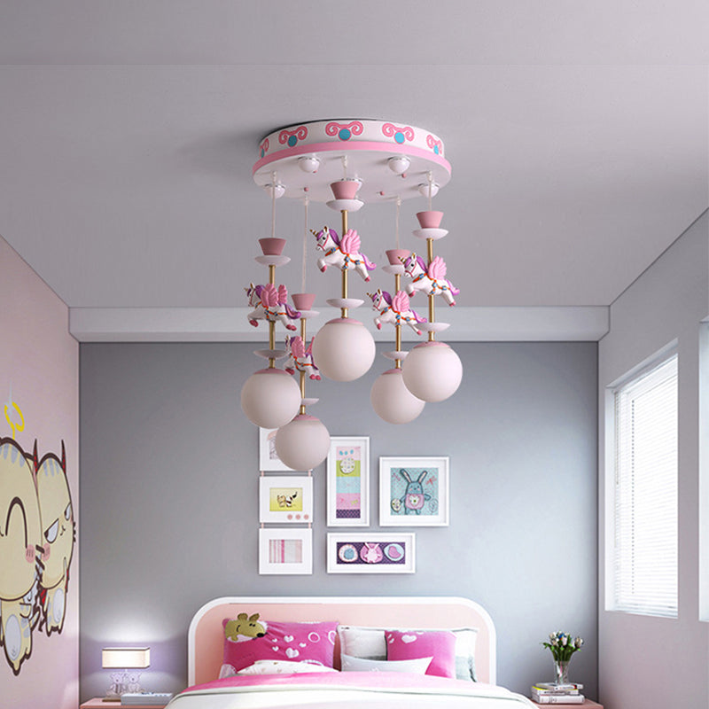 Pink Unicorn Multiple Pendant Light Fixture Kid Resin Hanging Ceiling Light for Nursery Clearhalo 'Ceiling Lights' 'Pendant Lights' 'Pendants' Lighting' 2030906