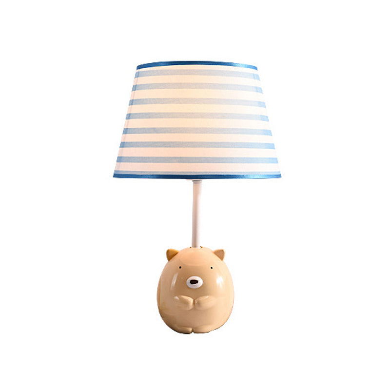 Nordic Empire Shade Table Light Fabric 1 Bulb Bedroom Nightstand Lamp with Figurine Blue-White E Clearhalo 'Lamps' 'Table Lamps' Lighting' 2030961