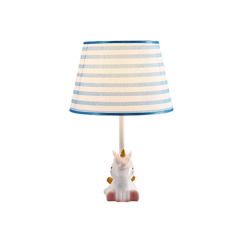 Nordic Empire Shade Table Light Fabric 1 Bulb Bedroom Nightstand Lamp with Figurine Clearhalo 'Lamps' 'Table Lamps' Lighting' 2030969