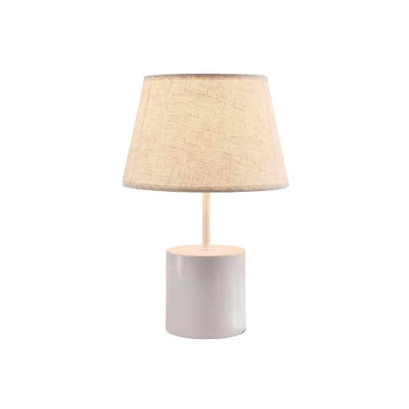 Nordic Empire Shade Table Light Fabric 1 Bulb Bedroom Nightstand Lamp with Figurine Beige A Clearhalo 'Lamps' 'Table Lamps' Lighting' 2030970