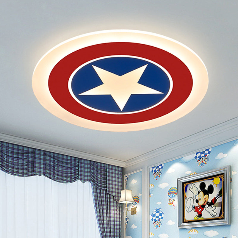 Captain Shield Flush Mount Cartoon Metal LED White Flushmount Lighting for Bedroom Clearhalo 'Ceiling Lights' 'Close To Ceiling Lights' 'Close to ceiling' 'Flush mount' Lighting' 2030998