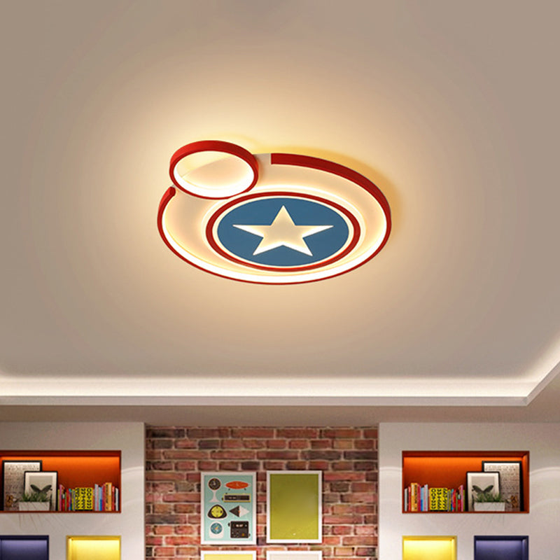 Captain Shield Nursery Flush Mount Fixture Metal LED Creative Flush Light in White White Clearhalo 'Ceiling Lights' 'Close To Ceiling Lights' 'Close to ceiling' 'Flush mount' Lighting' 2031000
