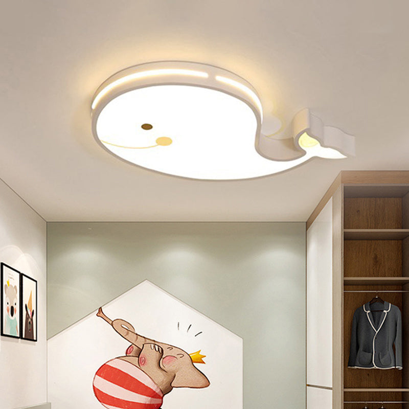 Animal Flush Mount Lamp Kid Metal LED Nursery Flushmount Ceiling Fixture in White Clearhalo 'Ceiling Lights' 'Close To Ceiling Lights' 'Close to ceiling' 'Flush mount' Lighting' 2031072