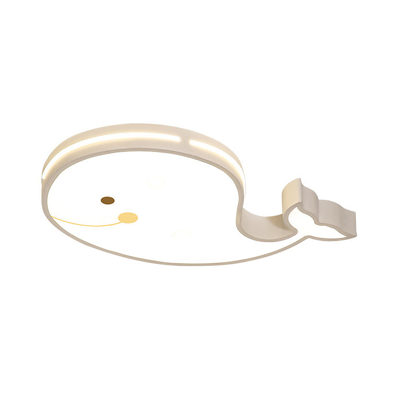 Animal Flush Mount Lamp Kid Metal LED Nursery Flushmount Ceiling Fixture in White Clearhalo 'Ceiling Lights' 'Close To Ceiling Lights' 'Close to ceiling' 'Flush mount' Lighting' 2031073