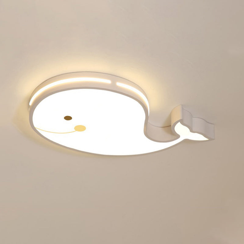 Animal Flush Mount Lamp Kid Metal LED Nursery Flushmount Ceiling Fixture in White Clearhalo 'Ceiling Lights' 'Close To Ceiling Lights' 'Close to ceiling' 'Flush mount' Lighting' 2031074