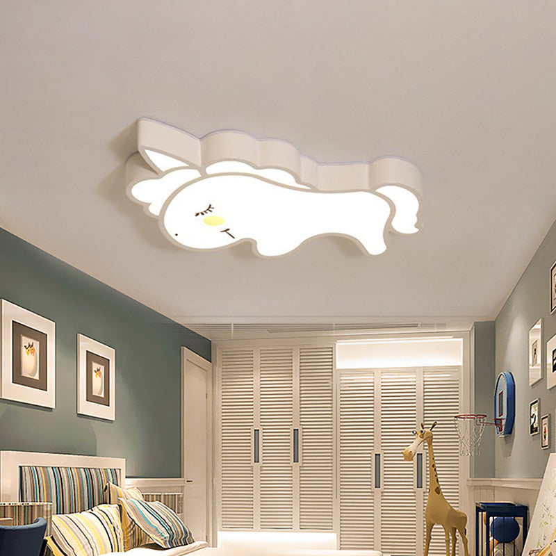 Animal Flush Mount Lamp Kid Metal LED Nursery Flushmount Ceiling Fixture in White White Unicorn Clearhalo 'Ceiling Lights' 'Close To Ceiling Lights' 'Close to ceiling' 'Flush mount' Lighting' 2031077