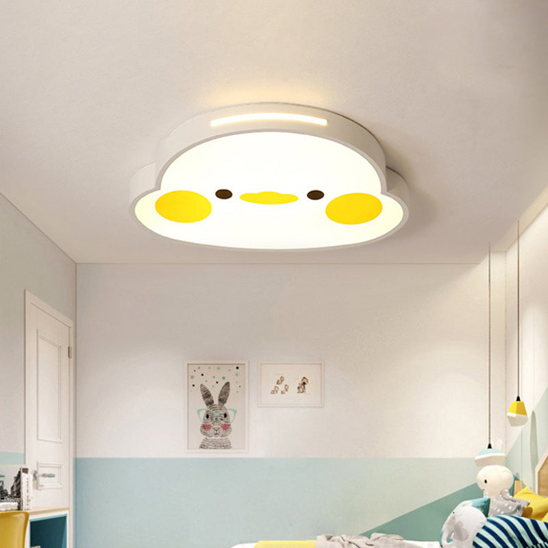 Animal Flush Mount Lamp Kid Metal LED Nursery Flushmount Ceiling Fixture in White White Yellow Duck Clearhalo 'Ceiling Lights' 'Close To Ceiling Lights' 'Close to ceiling' 'Flush mount' Lighting' 2031079