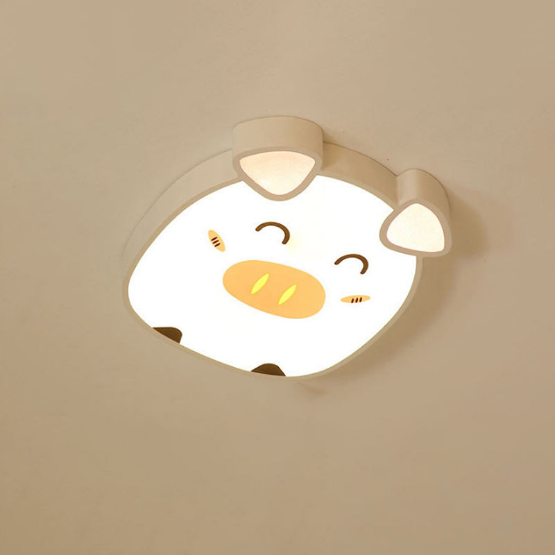 Animal Flush Mount Lamp Kid Metal LED Nursery Flushmount Ceiling Fixture in White Clearhalo 'Ceiling Lights' 'Close To Ceiling Lights' 'Close to ceiling' 'Flush mount' Lighting' 2031082