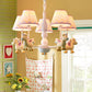 Tapered Shade Chandelier Kid Fabric 5 Bulbs Pink Pendant Light Fixture with Unicorn Figurine Clearhalo 'Ceiling Lights' 'Chandeliers' Lighting' options 2031122