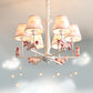 Unicorn Resin Suspension Lighting Cartoon Pink Chandelier Light Fixture with Empire Fabric Shade Clearhalo 'Ceiling Lights' 'Chandeliers' Lighting' options 2031132