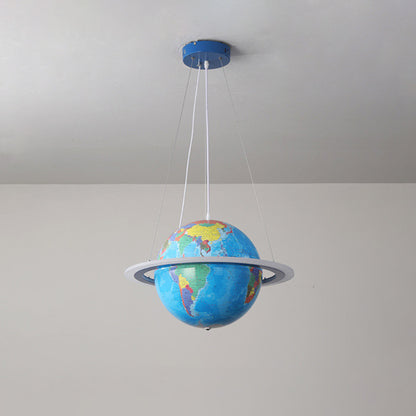 Blue Terrestrial Globe Chandelier Creative LED Acrylic Hanging Pendant with Ring for Nursery Blue Clearhalo 'Ceiling Lights' 'Chandeliers' Lighting' options 2031174_04ac68d5-0ecb-4767-8a9c-f0d17d6fce9b