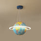 Blue Terrestrial Globe Chandelier Creative LED Acrylic Hanging Pendant with Ring for Nursery Clearhalo 'Ceiling Lights' 'Chandeliers' Lighting' options 2031177
