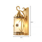 Gold Lantern Sconce Light Traditional 1 Head Metal Wall Lighting Fixture for Hallway Clearhalo 'Wall Lamps & Sconces' 'Wall Lights' Lighting' 203144