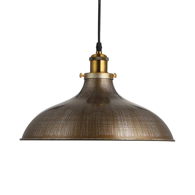 1 Light Pendant Ceiling Light Antique Style Bowl Iron Hanging Lamp with Adjustable Cord in Brass/Aged Silver Clearhalo 'Art Deco Pendants' 'Cast Iron' 'Ceiling Lights' 'Ceramic' 'Crystal' 'Industrial Pendants' 'Industrial' 'Metal' 'Middle Century Pendants' 'Pendant Lights' 'Pendants' 'Tiffany' Lighting' 20315