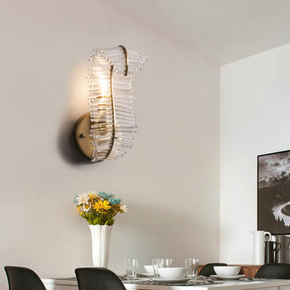 Banana Leaf Crystal Rod Wall Light Fixture Vintage 1/3 Lights Corridor Sconce Light in Gold 1.0 Gold Clearhalo 'Wall Lamps & Sconces' 'Wall Lights' Lighting' 203158