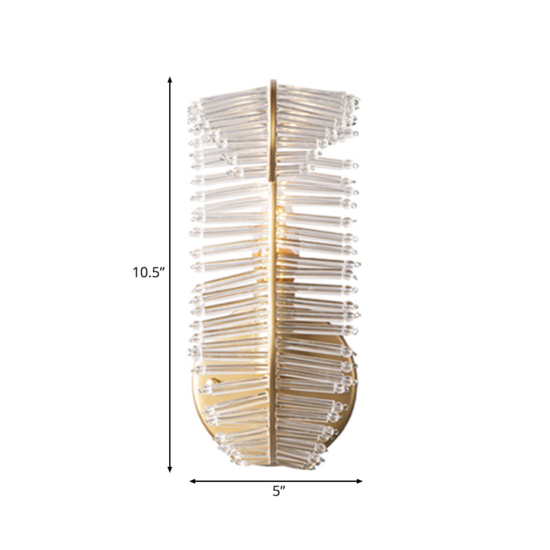 Banana Leaf Crystal Rod Wall Light Fixture Vintage 1/3 Lights Corridor Sconce Light in Gold Clearhalo 'Wall Lamps & Sconces' 'Wall Lights' Lighting' 203161