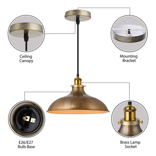 1 Light Pendant Ceiling Light Antique Style Bowl Iron Hanging Lamp with Adjustable Cord in Brass/Aged Silver Clearhalo 'Art Deco Pendants' 'Cast Iron' 'Ceiling Lights' 'Ceramic' 'Crystal' 'Industrial Pendants' 'Industrial' 'Metal' 'Middle Century Pendants' 'Pendant Lights' 'Pendants' 'Tiffany' Lighting' 20317