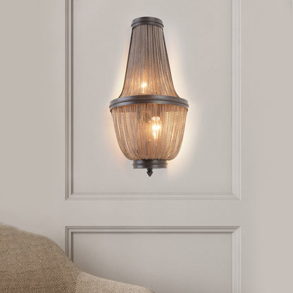 Empire Bedroom Wall Light Traditional Crystal Bead 1 Light Silver/Coffee Sconce Light Fixture Coffee Clearhalo 'Wall Lamps & Sconces' 'Wall Lights' Lighting' 203209