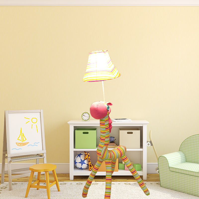 Living Room Stripe Giraffe Floor Light Fabric 1 Light Cartoon Multi-Colored Floor Lamp Pink Clearhalo 'Floor Lamps' 'Lamps' Lighting' 203375