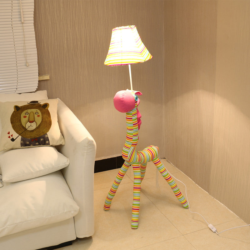 Living Room Stripe Giraffe Floor Light Fabric 1 Light Cartoon Multi-Colored Floor Lamp Clearhalo 'Floor Lamps' 'Lamps' Lighting' 203376
