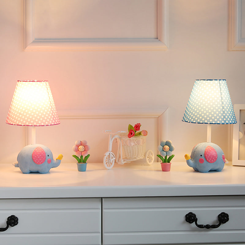 1 Bulb Fat Elephant Desk Light with Dot Shade Kids Resin Study Light for Baby Bedroom Clearhalo 'Lamps' 'Table Lamps' Lighting' 203425
