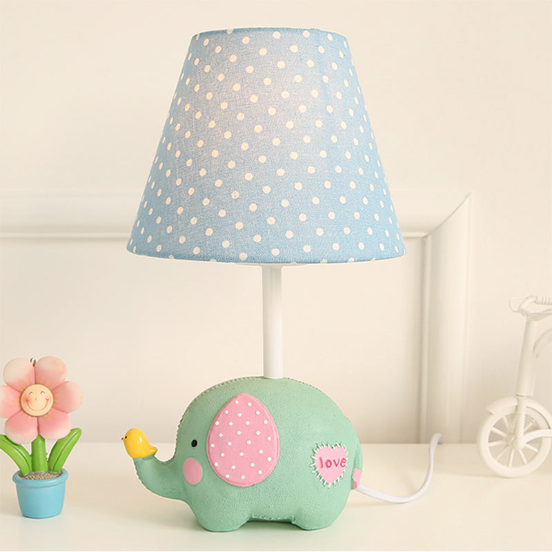 1 Bulb Fat Elephant Desk Light with Dot Shade Kids Resin Study Light for Baby Bedroom Blue B Clearhalo 'Lamps' 'Table Lamps' Lighting' 203426