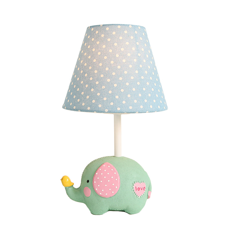 1 Bulb Fat Elephant Desk Light with Dot Shade Kids Resin Study Light for Baby Bedroom Clearhalo 'Lamps' 'Table Lamps' Lighting' 203427